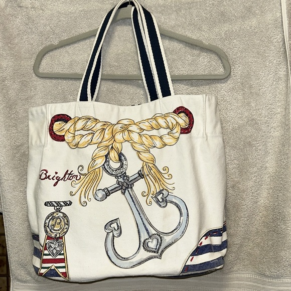 Brighton Nautical Print Canvas Tote - Picture 3 of 10